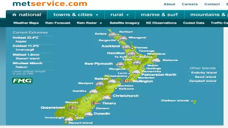 Metservice.com forecasts refreshed site