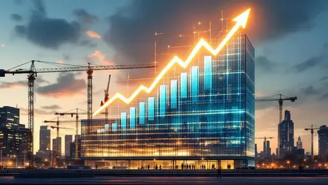 Modern glass tech hq rising graph cranes global expansion